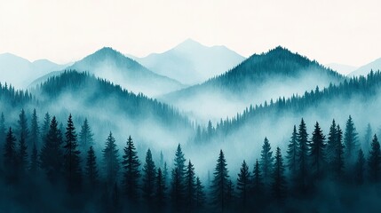 Naklejka premium Misty mountain landscape photography scenic outdoor view nature tranquil environment serene atmosphere