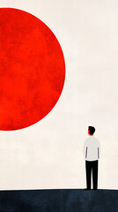 japan flag with businessman on red background