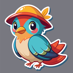 blue bird cartoon sticker