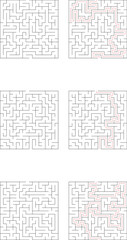 Six Complex Mazes Puzzles, Paths, Challenges, Solutions, Games, Logic, Brain Teasers, Problem Solvin