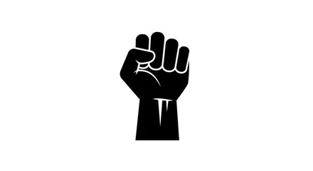 Uthay hue band muthi (raised clenched fist) ka black silhouette iconTaqat,protest inquilab aur yakjehti solidarity ke concepts ko zahir karne wala vector