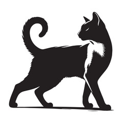 Playful Siamese silhouette, capturing the breed's lively and curious nature - Siamese illustration - Siamese vector - cat silhouette


