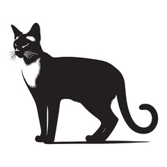 Minimalist Siamese silhouette, a simple yet iconic feline design - Siamese illustration - Siamese vector - cat silhouette

