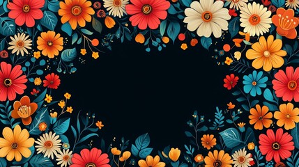 Cinco de Mayo seamless looping text animation featuring colorful floral details and a black background for vibrant celebrations