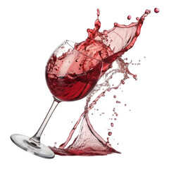 Red wine splash isolated on transparent background