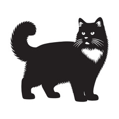 Sociable Snowshoe silhouette, reflecting the breed’s interactive and outgoing personality - Snowshoe illustration - Snowshoe vector - cat silhouette

