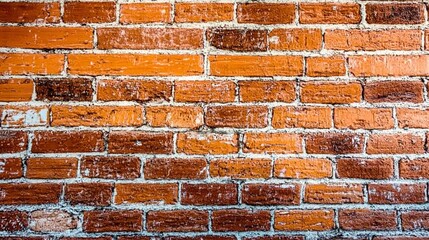 Close-up of textured brick wall with orange and red brick combination. Ideal for architectural backgrounds, construction or renovation projects and design mockups.