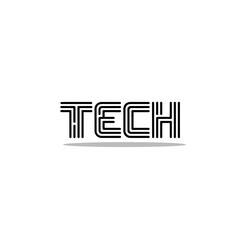Tech Word with line vector, vector illustration Tech logo 