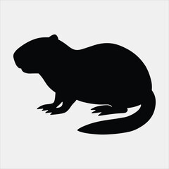 Black Silhouette Beaver Illustration Vector