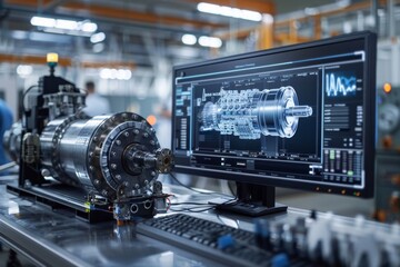 Detailed digital twin visualization synchronizing with a real-world machine in an industrial setting