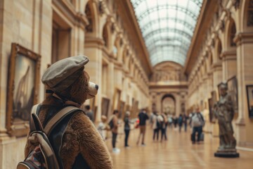 Naklejka premium A Bear's Visit to the Louvre