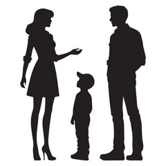 Man and woman with children silhouette family  art
