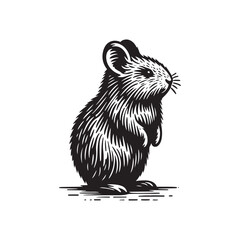 Obraz premium Simple Pika Side View Vector Icon – Vintage Logo & Retro Illustration