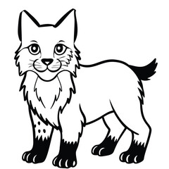 Cute black cat cartoon vector illustration of a sitting feline pet