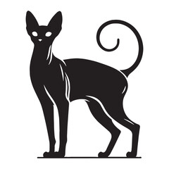 Gentle Sphynx silhouette, reflecting the breed’s calm and loving personality - Sphynx illustration - Sphynx vector - cat silhouette

