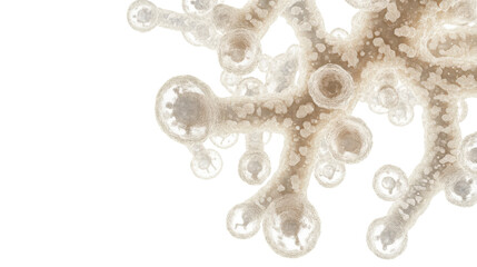 A hairy brown moth caterpillar larva, an isolated insect closeup on white, reveals its small creature details