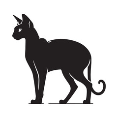 Fototapeta premium Playful Sphynx silhouette, highlighting the breed's energetic and curious nature - Sphynx illustration - Sphynx vector - cat silhouette