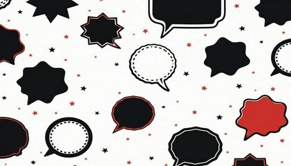 Geometric speech bubble pattern, bold black and white, style, geometric, wallpaper
