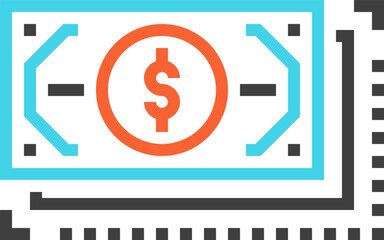 money flow flat line web icon concept