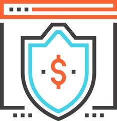 secure transactions flat line web icon concept