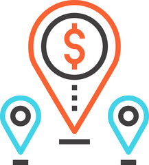 our offices flat line web icon concept