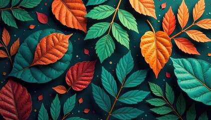 Interlocking simple leaf pattern on wallpaper, minimal, design, wallpaper