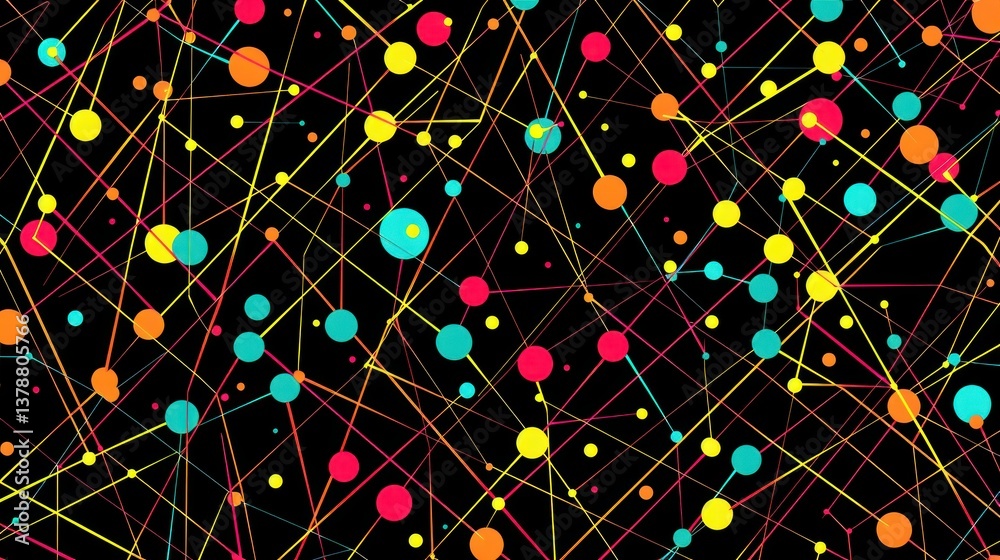 Poster a modern tech-inspired network pattern with bright dots and lines.
