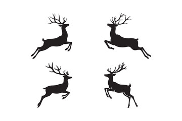 Jumping Deer Silhouette Vector Stag Illustration Wildlife Clipart