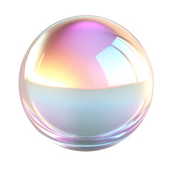 Obraz premium Floating iridescent sphere with colorful gradient light and glossy finish isolated on transparent background cutout