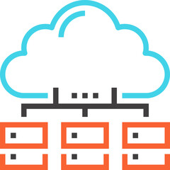 distributed database flat line web icon concept