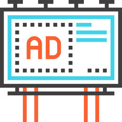 billboard flat line web icon concept