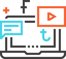 Obraz premium digital marketing flat line web icon concept