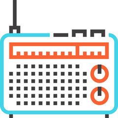 radio advertising flat line web icon concept