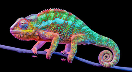 Naklejka premium chameleon on a branch