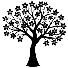 Obraz premium Cherry Blossom Shadow Art – Beautiful Spring Silhouette Illustration