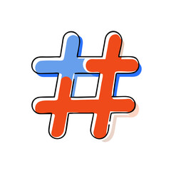Fototapeta premium Colorful Hashtag Symbol on White Background 