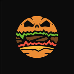 The Burger Monster mascot logo design illustrations vector template, cheeseburger logo full color cartoon style