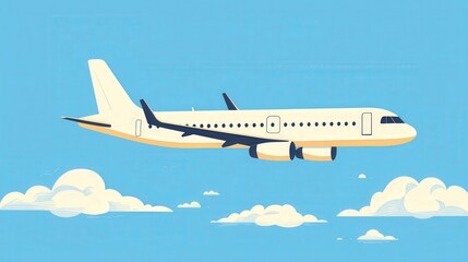 Fototapeta premium Airplane Flying Above Clouds, Passenger plane in flight, travel concept illustration