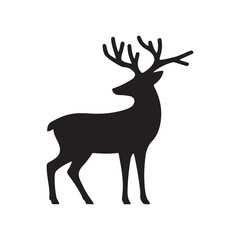 Silhouette deer vector art illustration