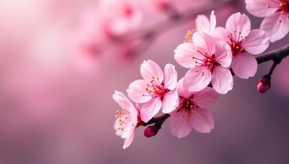 Fototapeta premium Delicate pink cherry blossoms, intricate branch details , tree, cherry, blossom