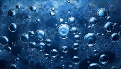 dark blue abstract background bubbles in transparent liquid