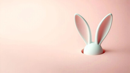 In the left side a Rabbit ears, on a soft pink background