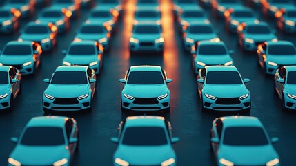 Obraz premium Bank parking lot with closedcircuit cameras monitoring vehicles, security staff reviewing realtime footage in the control room, late afternoon light