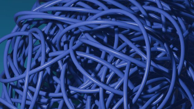 Disorganised computer network cables red