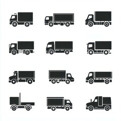 Collection of varying truck silhouettes showcasing different sizes and types against a simple background