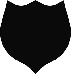 Solid black silhouette of a shield adorned with floral elements, blending natural and heraldic designs.