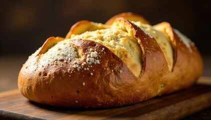 Artisanal bread loaf, crusty texture, golden brown, bread, ingredient