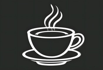 Obraz premium Chalkboard-Style Steaming Coffee Cup Icon