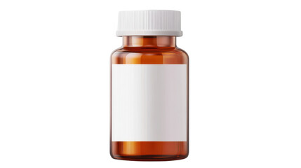 Amber Glass Medicine Bottle Isolated on White Background &ndash; Pharmaceutical Packaging for Medicine and Supplements