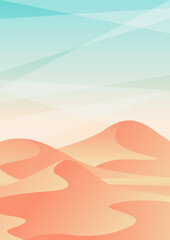 Eastern Africa desert colorful illustration. Arabian desert landscape gradient dunes poster. Travel to Egypt